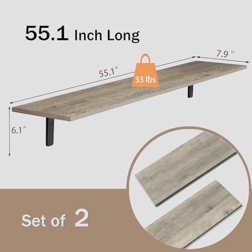 Long Wall Shelves (Grey Wash / 55.1 Inch)