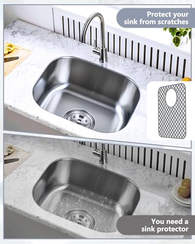 2 Pack Silicone Sink Protectors for Kitchen Sink (Gray)