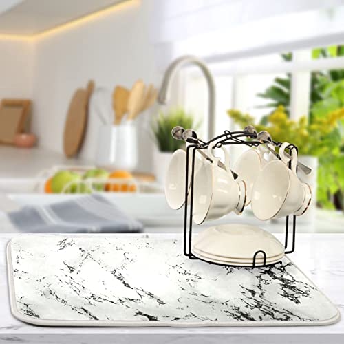 Super Absorbent Dish Drying Mat (White Marble / 18" x 24")