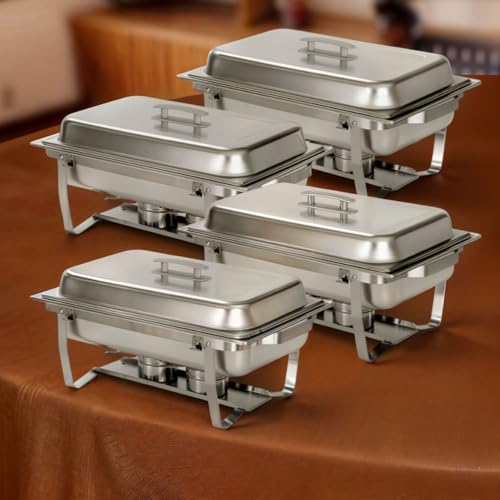 4 Pack Chafing Dish Full Set (4 Pack - 8qt Rolled Edge)