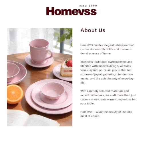 HomeVSS 56 Piece Pearl Dots Stoneware Dinnerware Set (56pc Set / Pink)