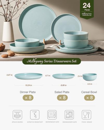 Milkyway 24 Piece Stoneware Dinnerware Set (Light Blue / Service for 8 (Standard Dinner Set))