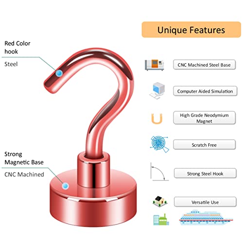 Magnetic Hooks (Red / 0.67 inches)