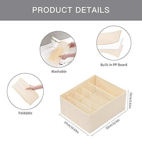 Jeans Pants Organizer for Closet (Beige / 5 Grids)