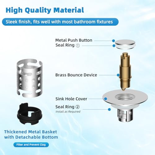 2PCS Universal Bathroom Sink Drain Strainer Hair Catcher (2 Count)