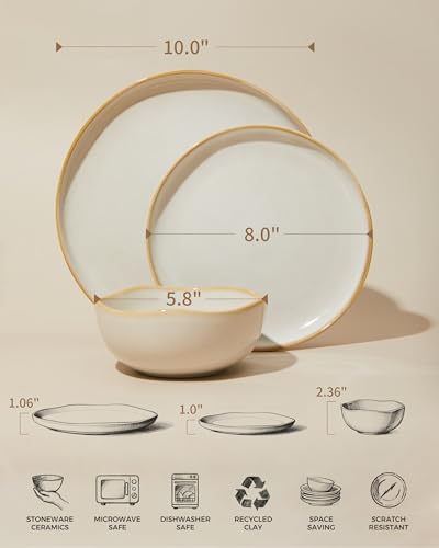 Plates and Bowls Sets for Family of 6 (Yellow White / Set (18pcs))