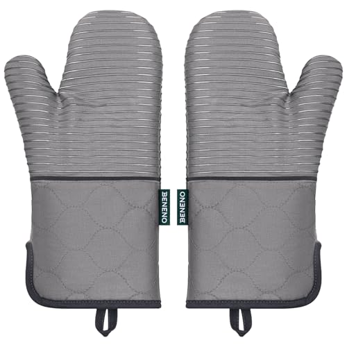Heat Resistant 500°F Kitchen Oven Mitts 2 (Gray)
