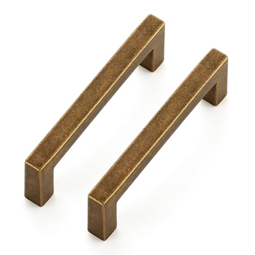 Antique Brass Cabinet Handles Solid Cabinet Pulls 3 Inch CC 20 Pack (Antique Brass / Flat Black 3'' Hole Center)