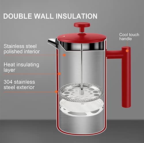 French Press Coffee Maker (Red / 34 oz)