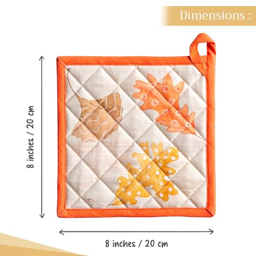 Pot Holders 100% Cotton Potholders (103 - Colours of Autumn / 8" x 8" (Pot Holder Pack of 1))