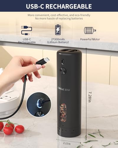 Electric Pepper Grinder Rechargeable (Black - Plus)