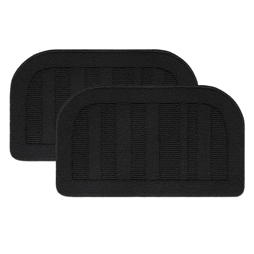 2 Pack 30x18 in Kitchen Rugs Non Slip Washable Sink Rug Set (18" x 30" + 18" x 30" / Black)