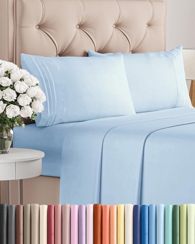 Queen Size 4 Piece Sheet Set (21 - Baby Blue / Queen)