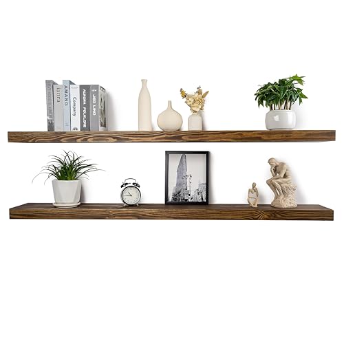 72 Inch Floating Shelves Set of 2 (Black Walnut / 72'' x 8''x 2''(set of 2）)