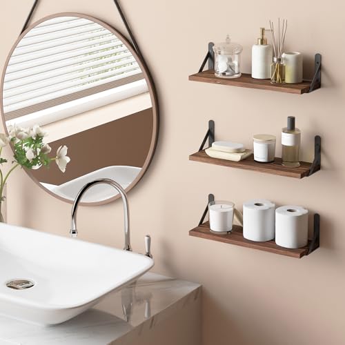 16.5in Floating Shelves for Wall (Dark Carbonized Pine / 16.5 x 6.1 x 0.59 inches)