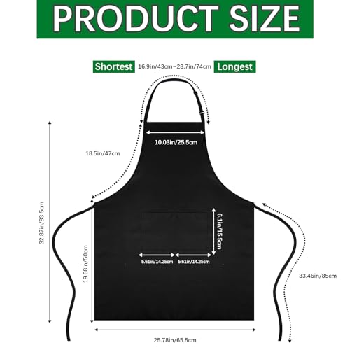 Bib Apron Unisex Black Aprons 2 Pockets Cooking Kitchen Apron for Chef (10 Count)