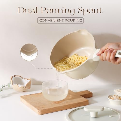Ceramic Nonstick Saucepan with Lid (2 Quarts / Coconut White)