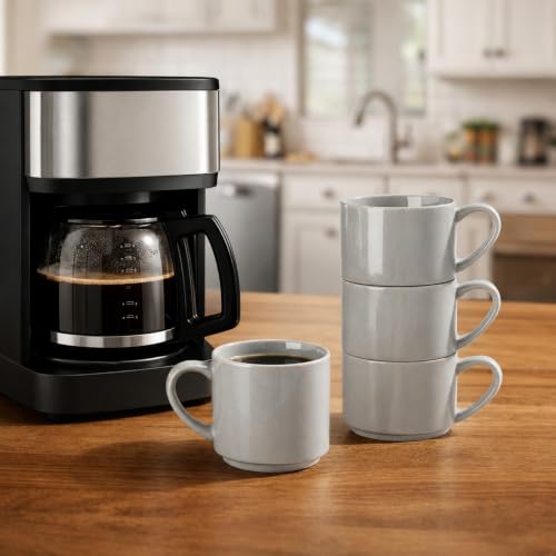 14 OZ Coffee Mugs Set of 6 (Gray / Set of 6(14 Ounces))