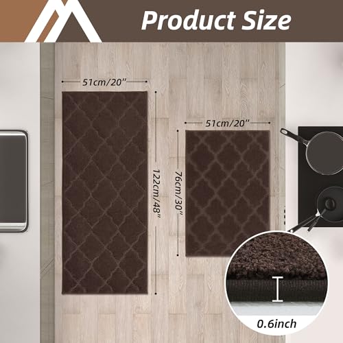 Soft Kitchen Rugs Set of 2 Non Slip 20"x30"+20"x48"