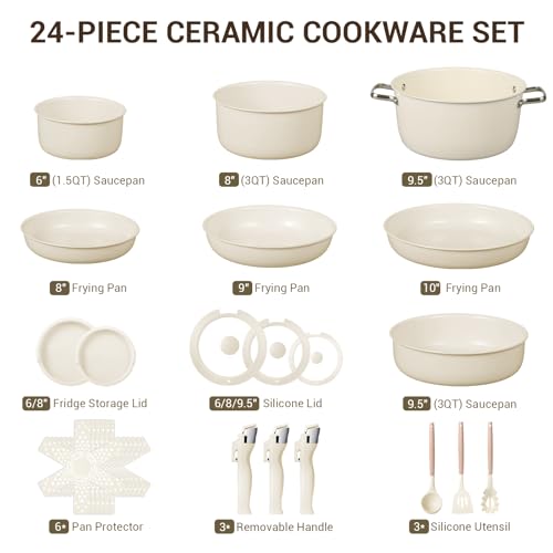 24pcs Ceramic Cookware Set (24-Piece)