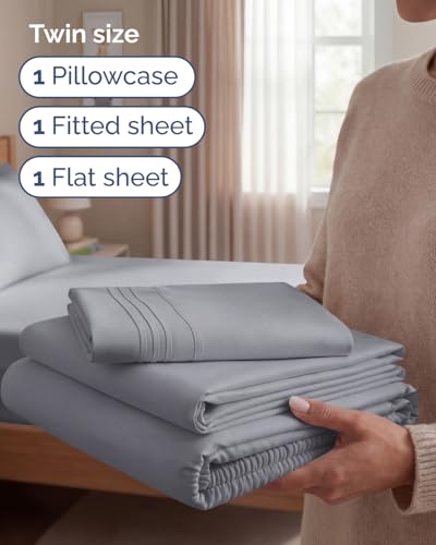 Twin Size 3 Piece Sheet Set (05 - Steel Blue / Twin)