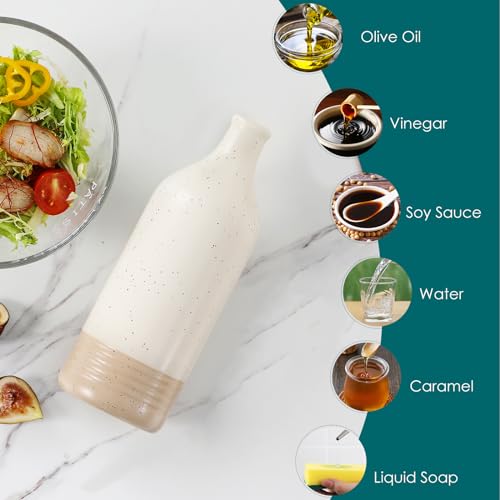 20 Oz Ceramic Olive Oil Dispenser Bottle (20 Ounces / Cream)