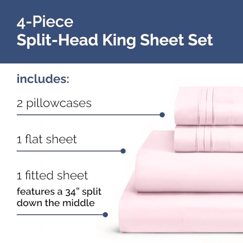 Flex Top Split Head King 4 Piece Sheet Set (30 - Lavender Pink / Split Head/Flex Top)