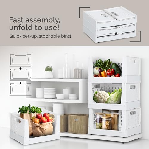 Foldable Stackable Storage Bins with Wheels (3 Count)