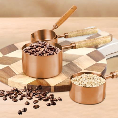 Copper Stainless Steel Measuring Cups and Spoons Set (8 Count)