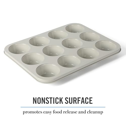 Gallen 12 Cup Nonstick Carbon Steel Muffin and Cupcake Pan (Cool Gray / 12 Cup Muffin Pan)