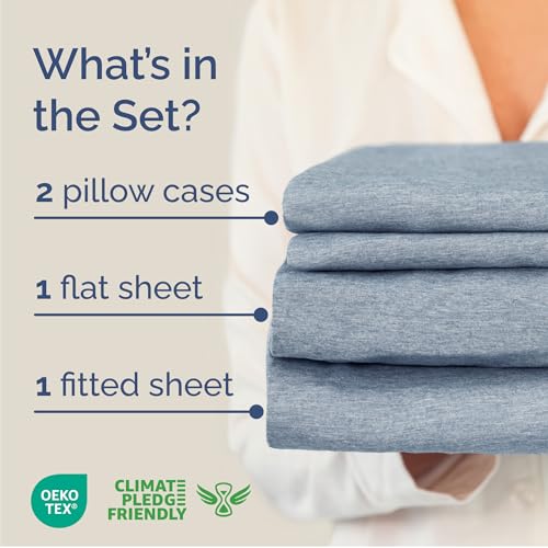 Cal King Size 4 Piece Sheet Set (39 - Heathered Blue / California King)