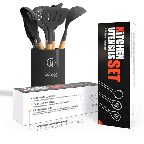 Silicone Cooking Utensils Kitchen Utensil Set (Gray)