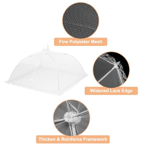 3 Pcs Large and Tall Food Covers 13" Mesh Food Covers for Outdoors Collapsible Food Protector Covers Tent for Parties Outdoor Picnics BBQs (13" / White)