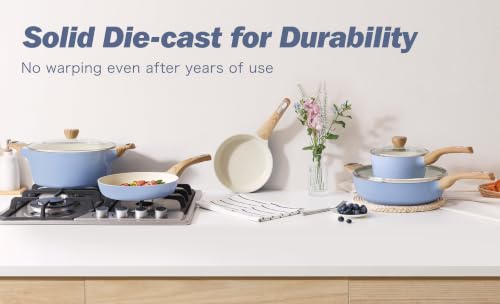 Ceramic Pots and Pans Set Nonstick (Ceramic Blue)