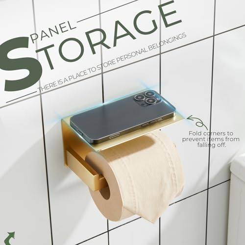 Toilet Paper Holder with Shelf Toilet Roll Holder for Bathroom Restroom T