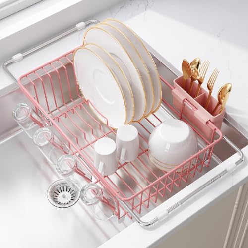 Pink Dish Drying Rack in Sink (Pink / For 12"-30"w Sink)