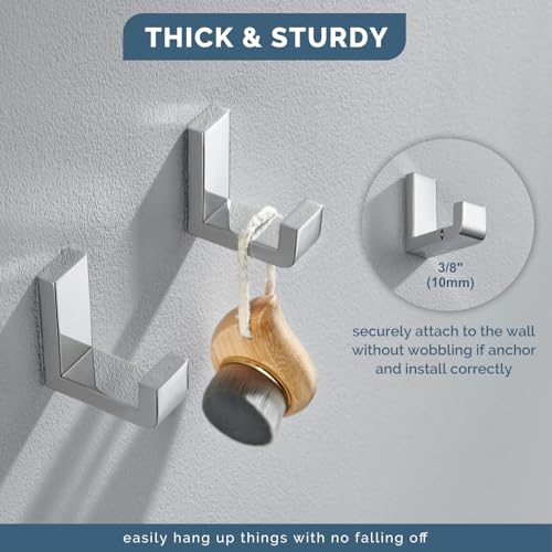 Towel Hook for Bathroom (2 Pack / Polished Chrome)