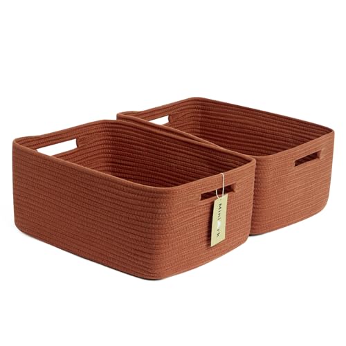 Large Storage Baskets for Shelves (2pcs-L17×W13×H7.5" / Oxide Red)