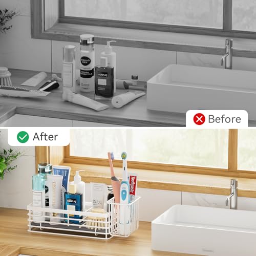 Sponge Holder for Kitchen Sink Organizer Caddy (White / Medium)