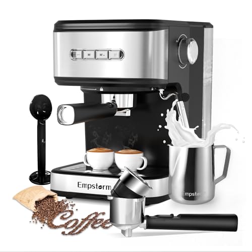20 Bar Espresso Machine with Milk Frother Steam (Industrial-Silver)