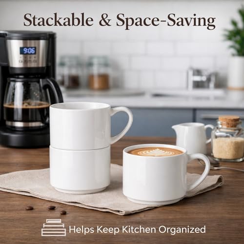 14 OZ Coffee Mugs Set of 6 (White / Set of 6(14 Ounces))