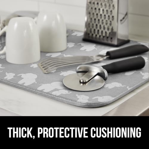 Ultra Absorbent Microfiber Dish Drying Mat (18" x 32" / Microfiber / Elephants)