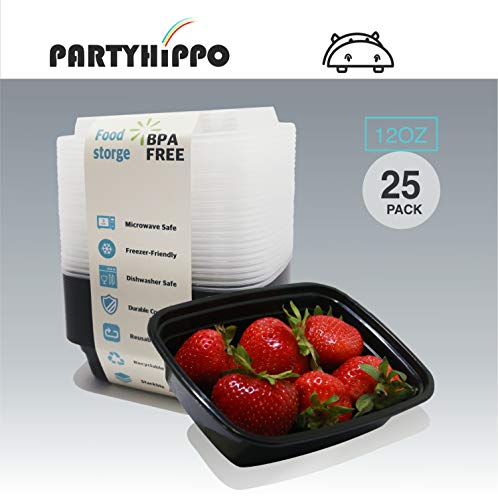 Small Meal Prep Containers Single Lids (12oz 25 Pack)