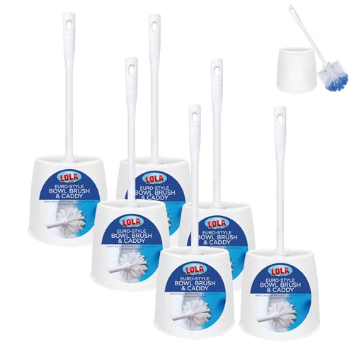 Classic Toilet Brush and Compact Space Saving Holder Set (Classic Toilet Brush & Holder / 6 Pack)