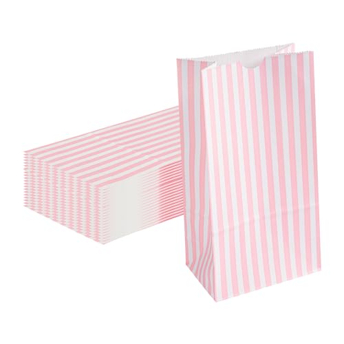 Pink And White Stripe Paper Bag (4 lb / Pink & White)