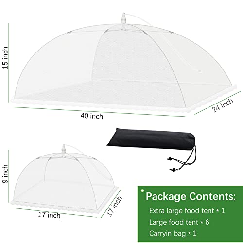 Mesh Food Covers for Outdoors (1 Extra Large (40x24 in) & 6 Large (17x17 in))