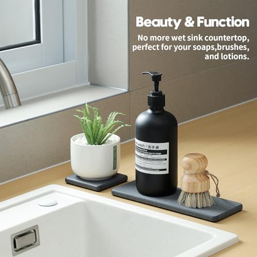 3PCS Water Absorbing Soap Dish Sponge Holder (3 Pack - Charcoal Gray / 9" x 3.5")