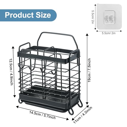 Utensil Holder (Black / 2 Grids)