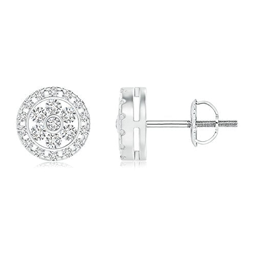 Diamond Flower Cluster Stud Earrings in 14K Solid White Gold for Women