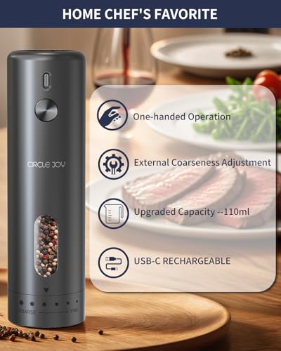 Electric Pepper Grinder Rechargeable (Black - Plus)